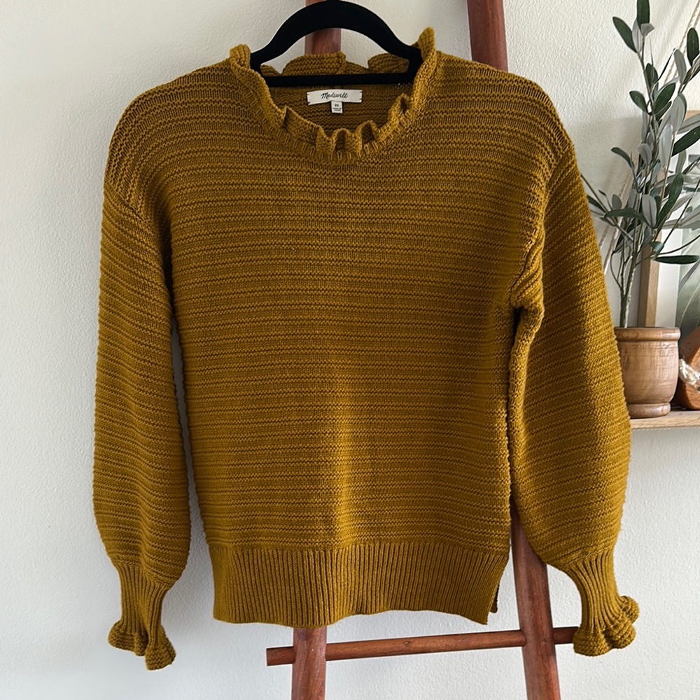 Madewell Ruffle Merino Wool Blend Sweater